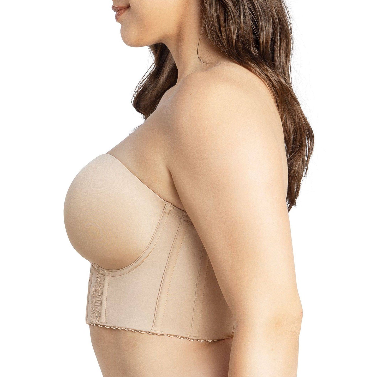 Elissa P50116 Women's Full Bust and Full Figure Strapless Longline Bra  - European Nude