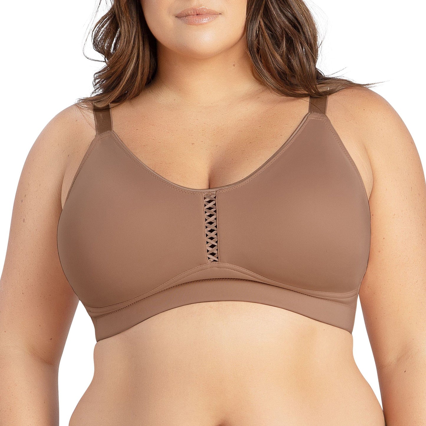 Erika P5861 Women Full Bust Smooth Seamless Wire-Free Bralette Bra - Mid Nude