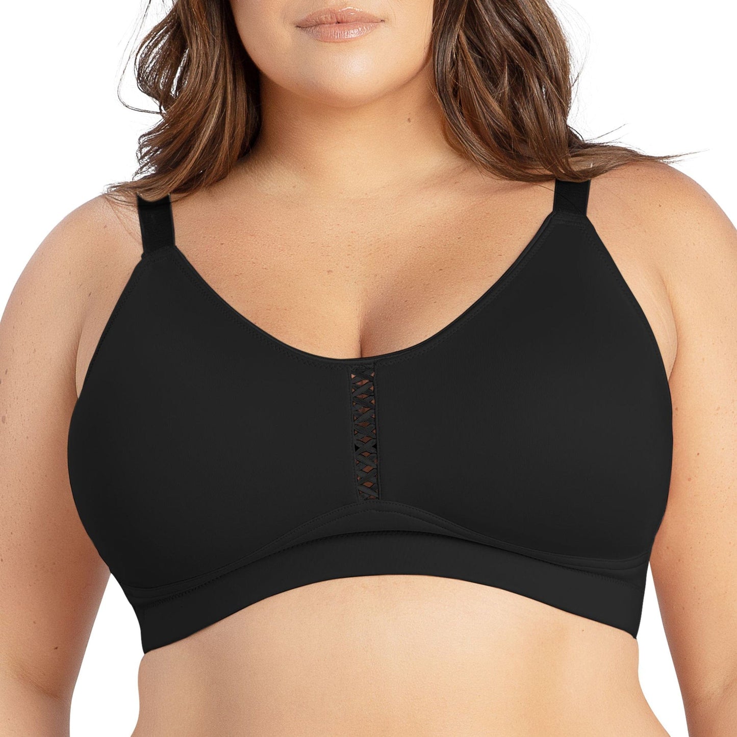 Erika P5861 Women Full Bust Smooth Seamless Wire-Free Bralette Bra - Black