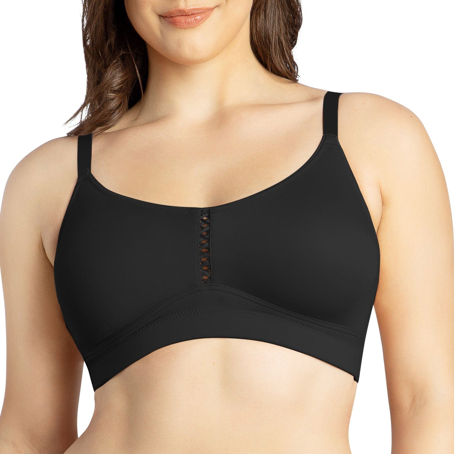 Erika P5861 Women Full Bust Smooth Seamless Wire-Free Bralette Bra - Black