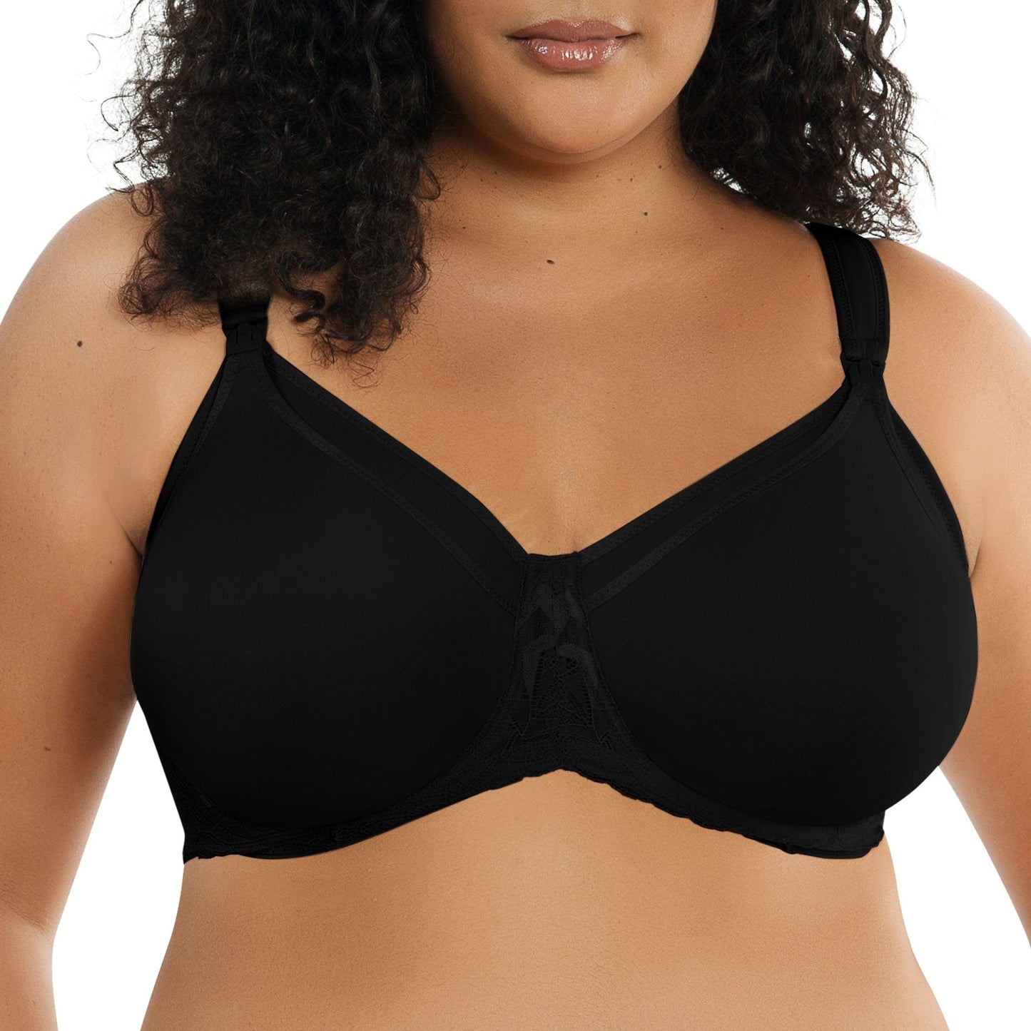 Leila NB502 Women's Full Figure Underwire Maternity Seamless Cup Nursing Bra Style - Black