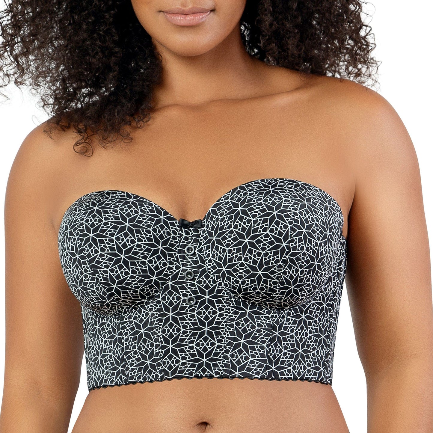 Marissa P50117 Women's Full Bust and Full Figure Strapless Longline Bra - Black Mosaic