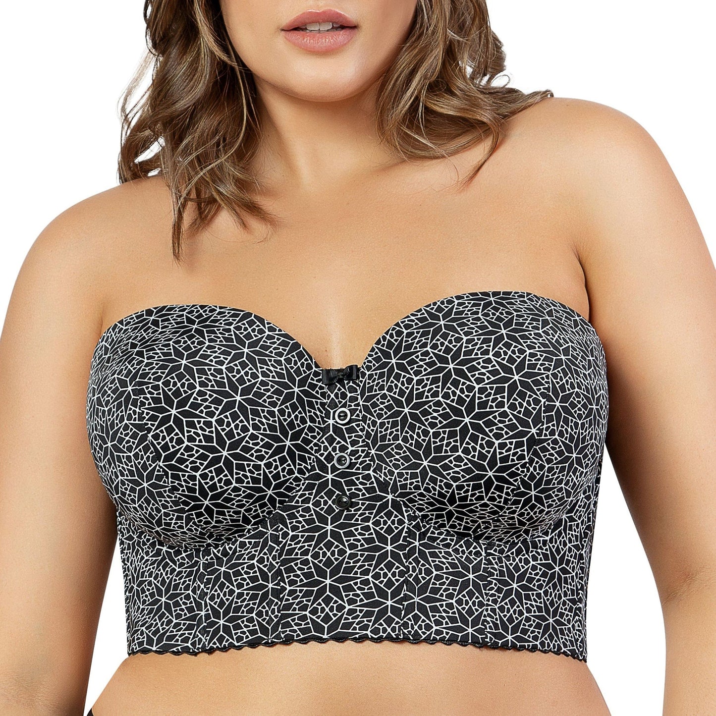 Marissa P50117 Women's Full Bust and Full Figure Strapless Longline Bra - Black Mosaic