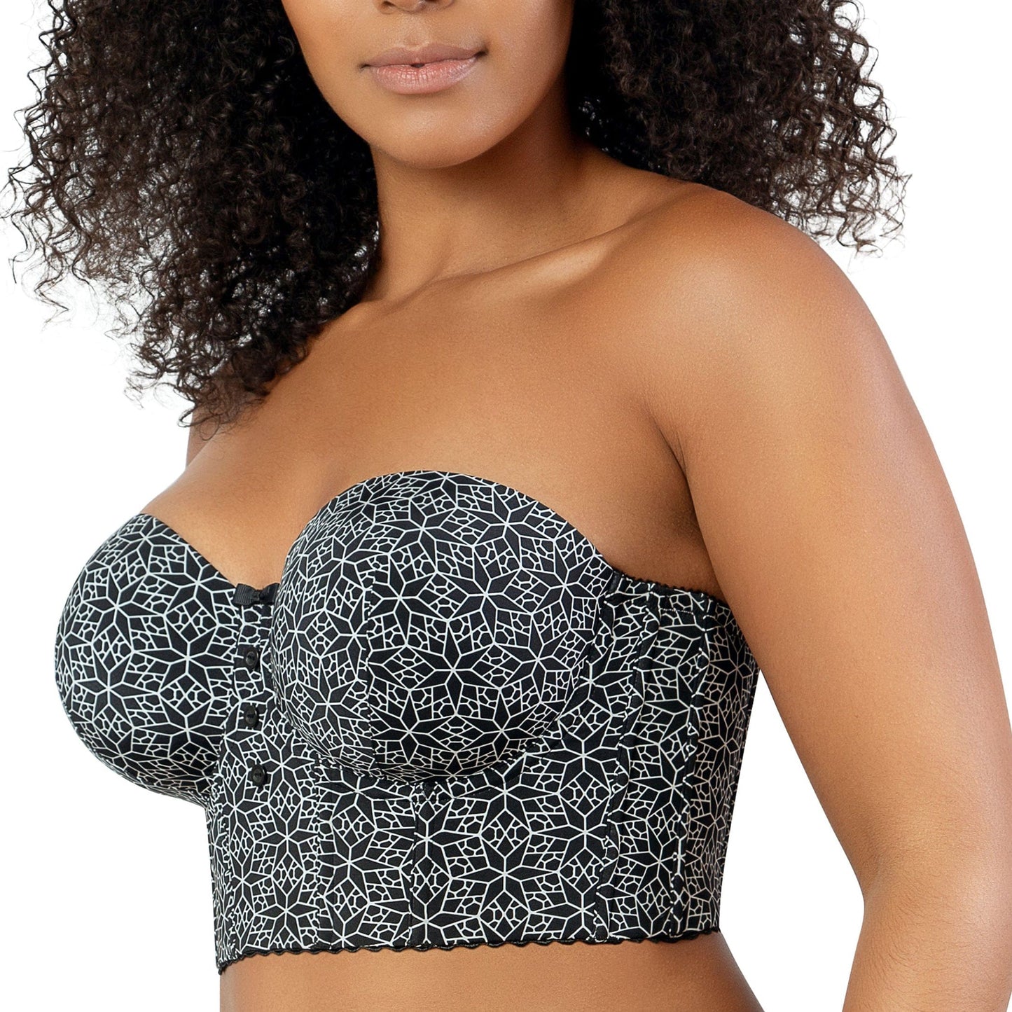Marissa P50117 Women's Full Bust and Full Figure Strapless Longline Bra - Black Mosaic