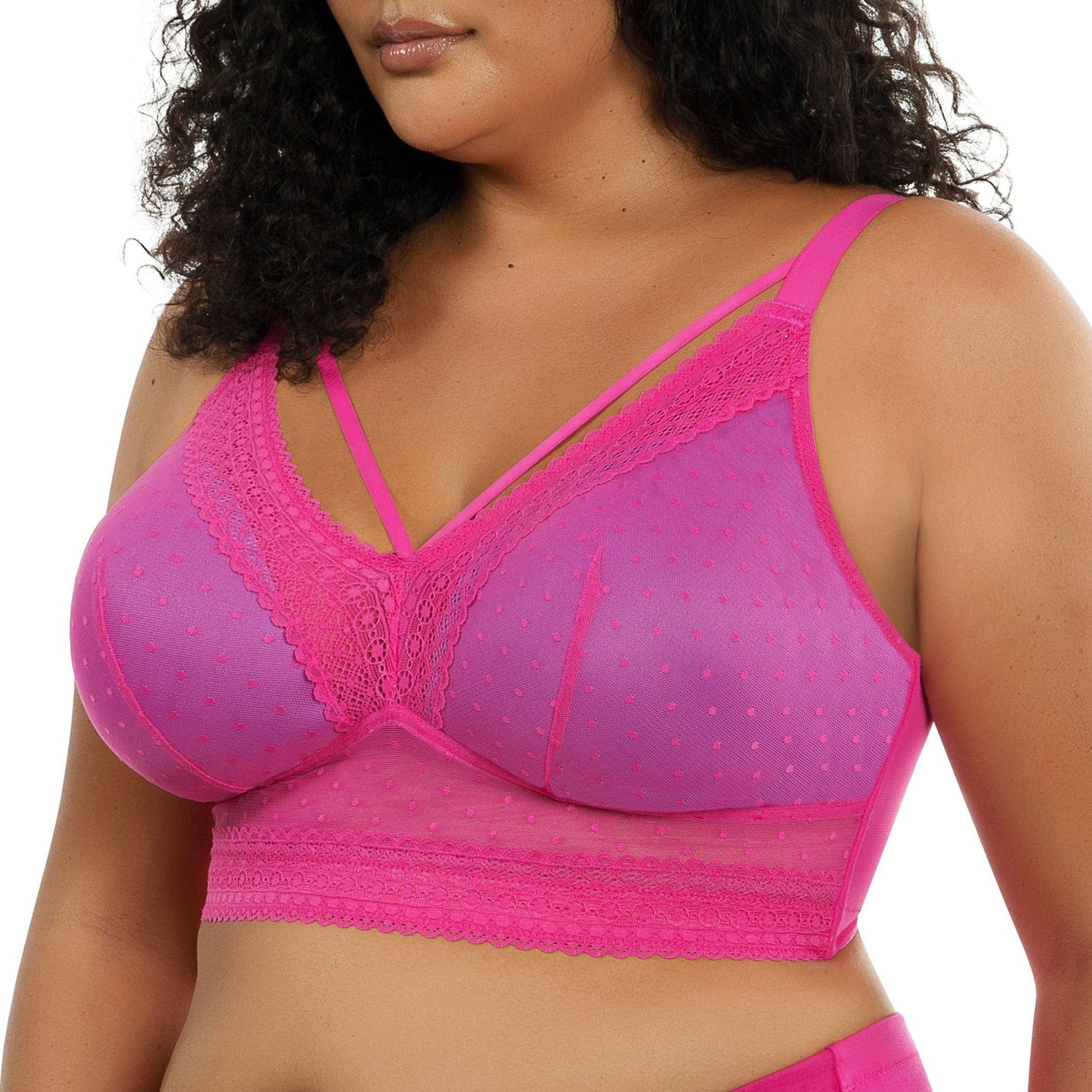 Mia Dot P6011 Women's Full Busted Lightly Padded Wire Free Bra - Bright pink
