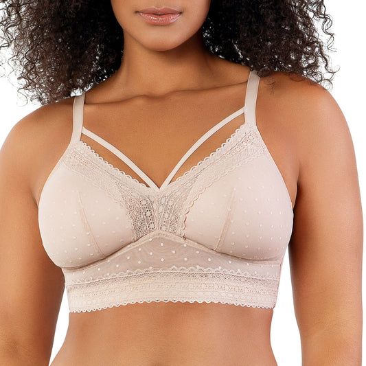 Mia Dot P6011 Women's Full Busted Lightly Padded Wire Free Bra - Cameo Rose