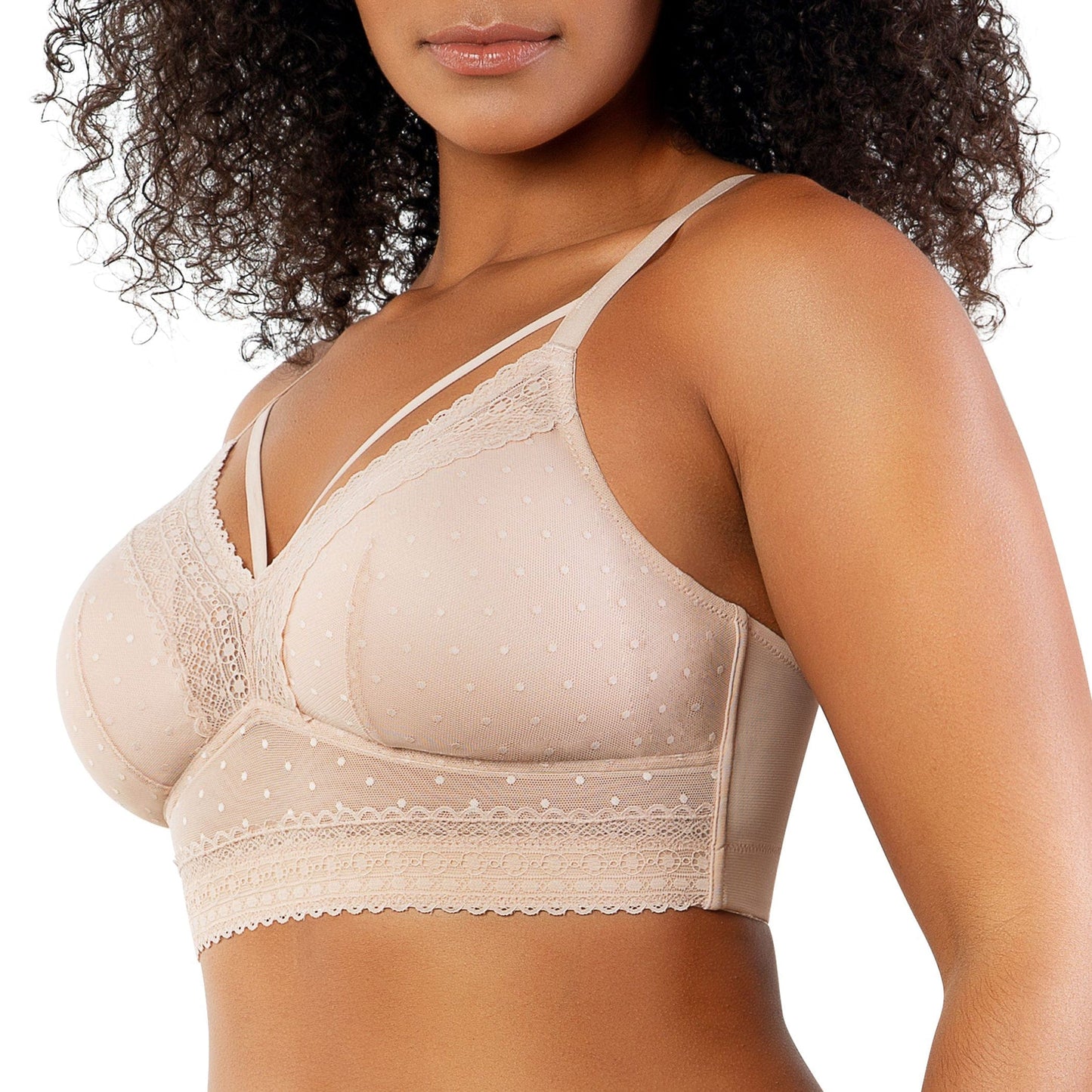 Mia Dot P6011 Women's Full Busted Lightly Padded Wire Free Bra - Cameo Rose