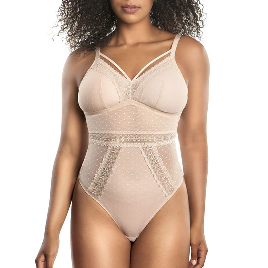 Mia Dot P6017 Women's Sexy Wire-free Bodysuit Lingerie - Cameo Rose