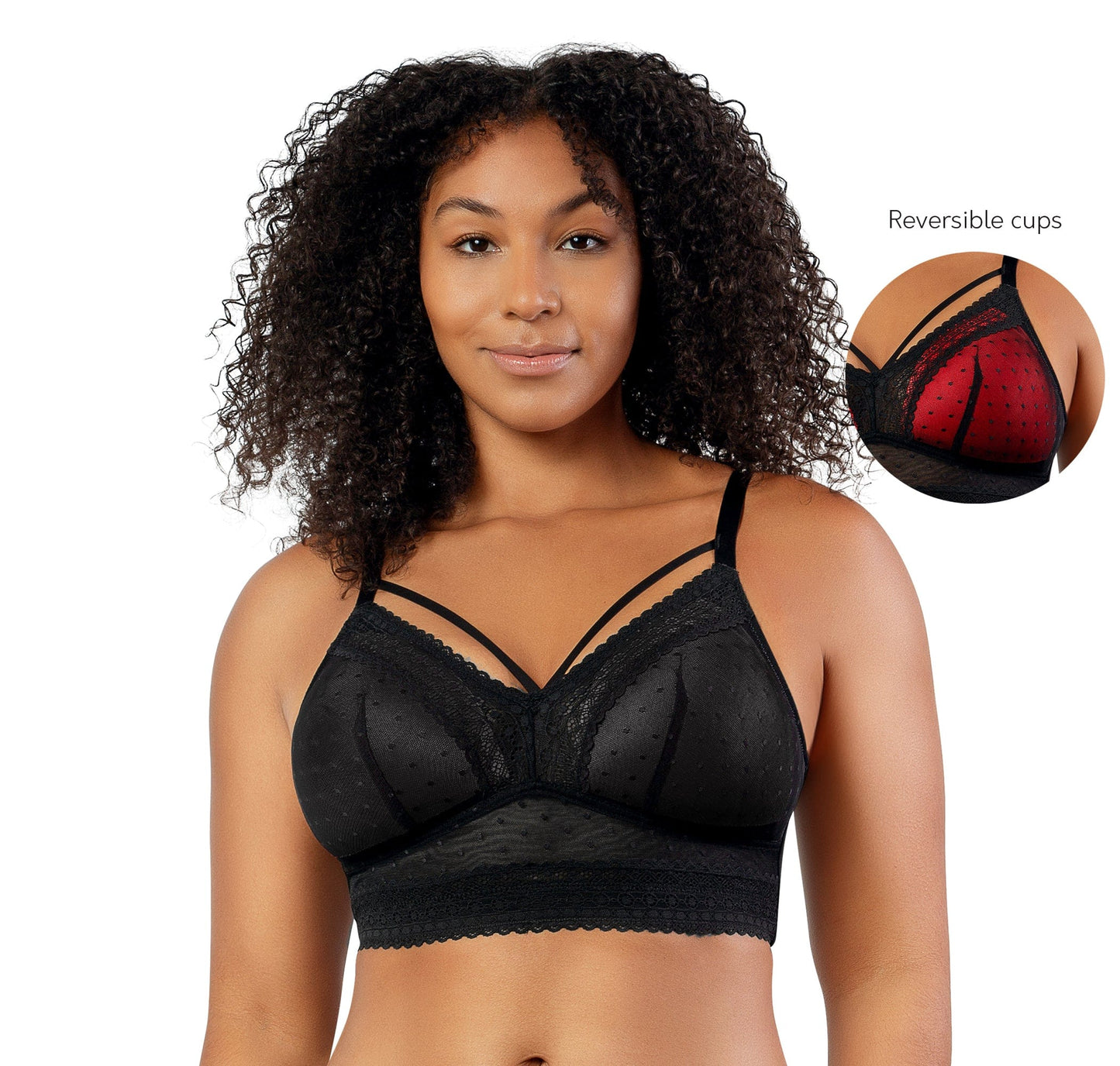 Mia Dot P6011 Women's Full Busted Lightly Padded Wire Free Bra - Black