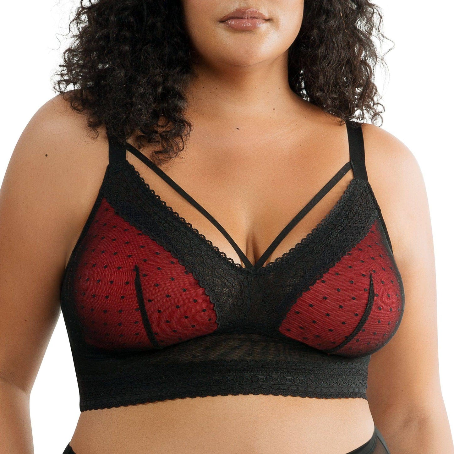 Mia Dot P6011 Women's Full Busted Lightly Padded Wire Free Bra - Black