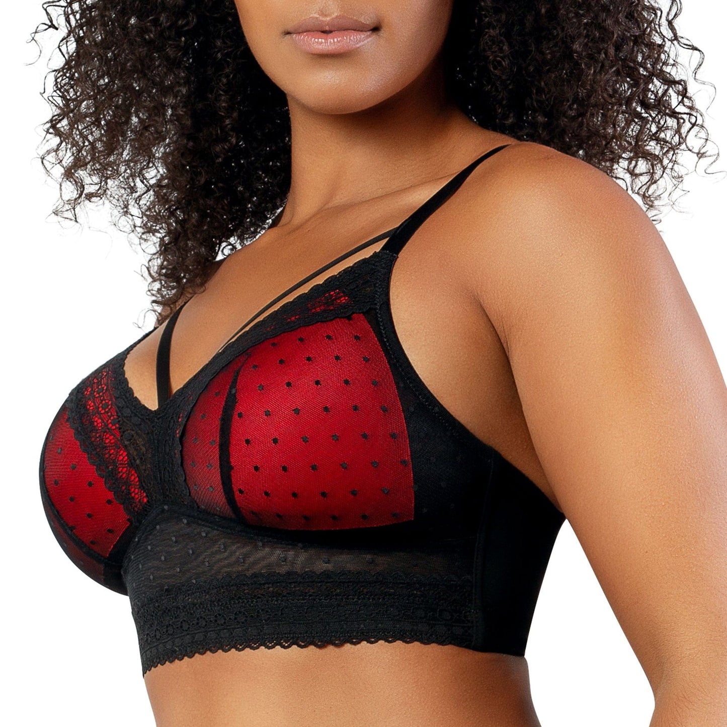 Mia Dot P6011 Women's Full Busted Lightly Padded Wire Free Bra - Black