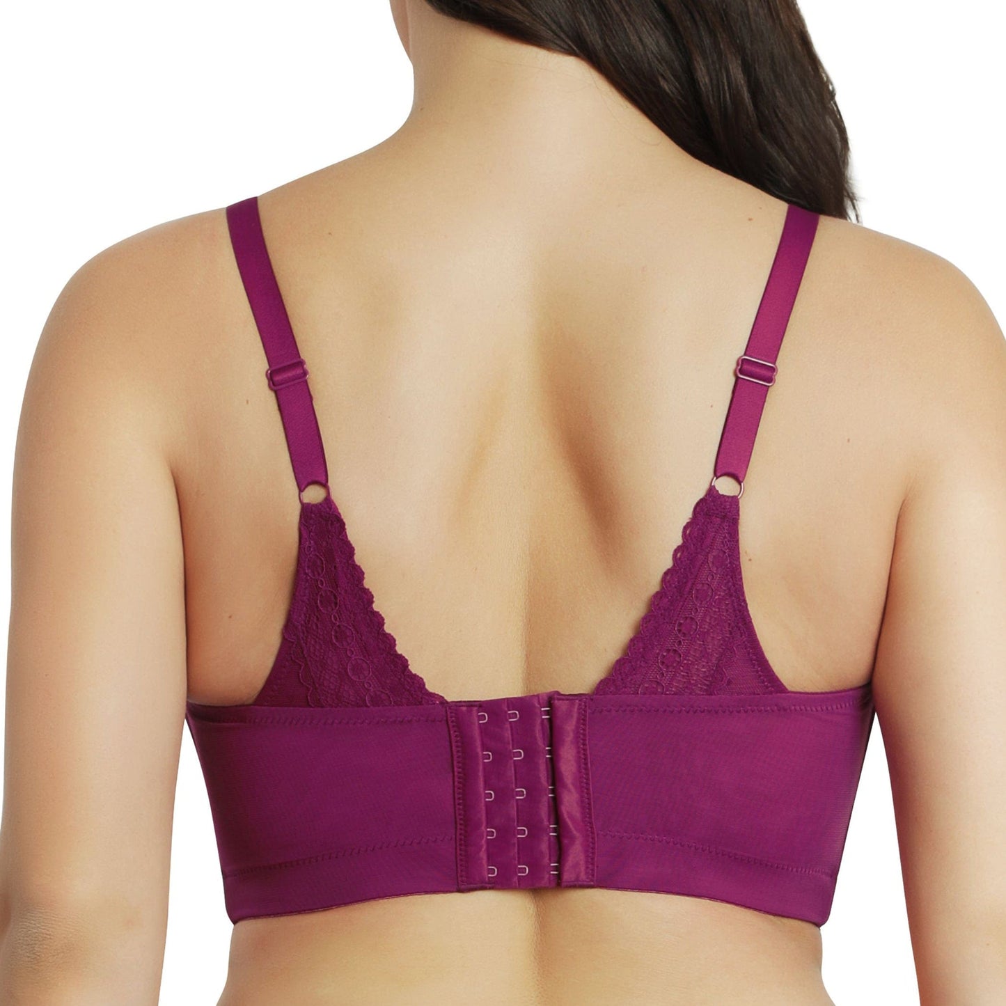 Mia Dot P6011 Women's Full Busted Lightly Padded Wire Free Bra - Blackberry