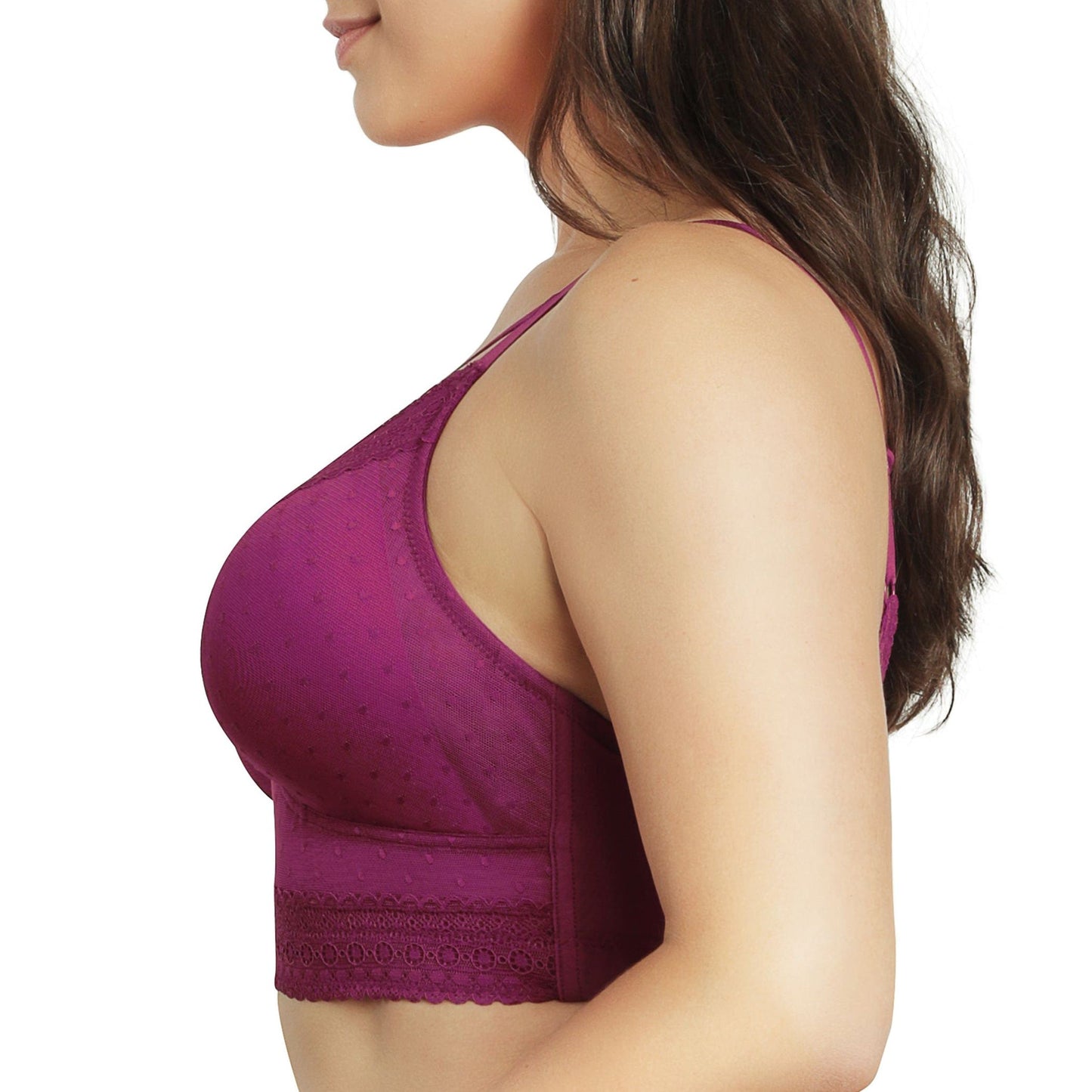 Mia Dot P6011 Women's Full Busted Lightly Padded Wire Free Bra - Blackberry