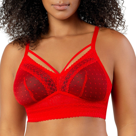 Mia Dot P6011 Women's Full Busted Lightly Padded Wire Free Bra - Racing Red