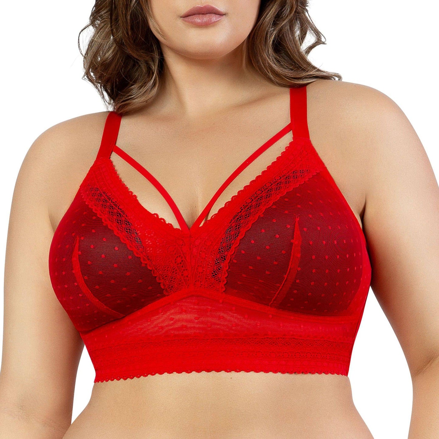 Mia Dot P6011 Women's Full Busted Lightly Padded Wire Free Bra - Racing Red