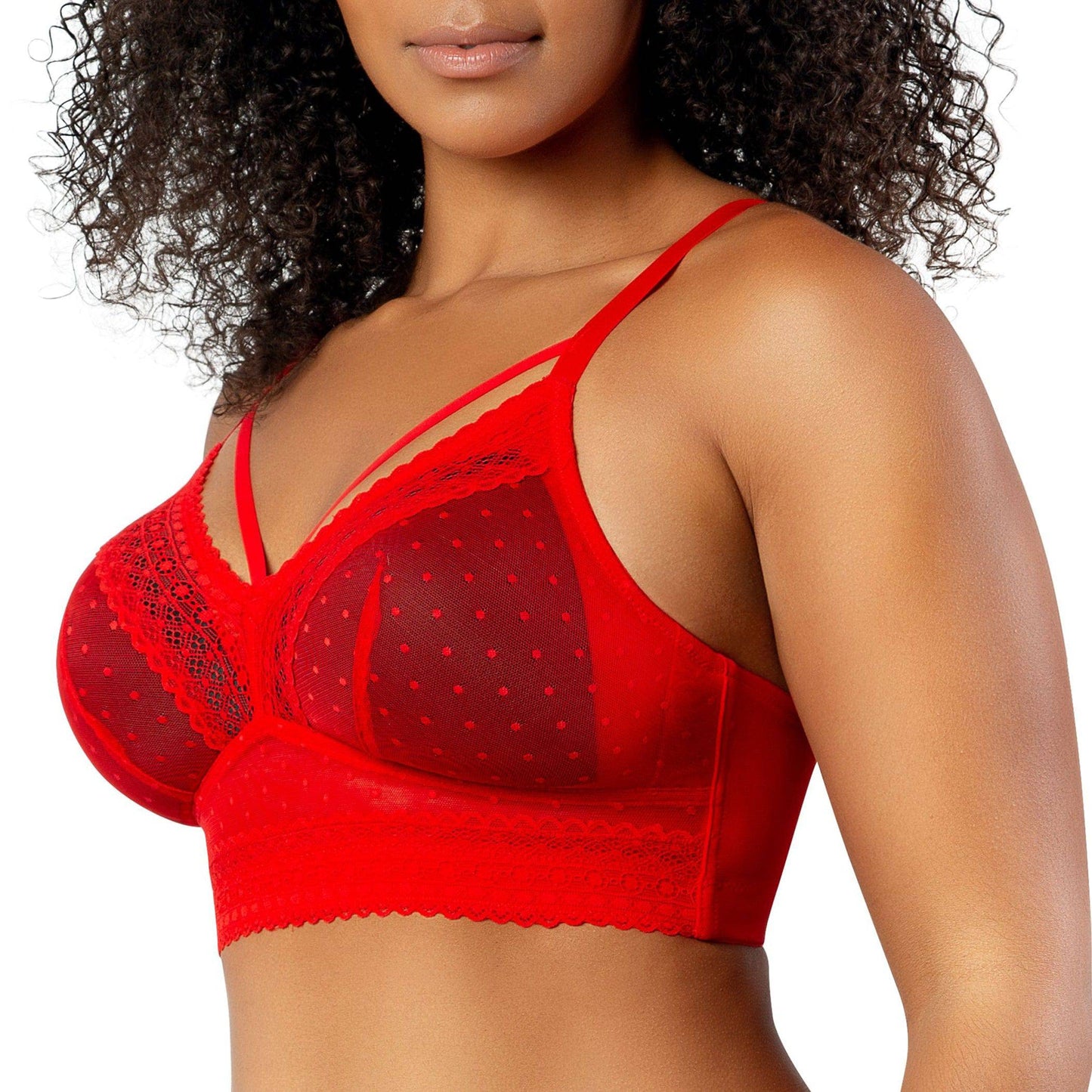 Mia Dot P6011 Women's Full Busted Lightly Padded Wire Free Bra - Racing Red