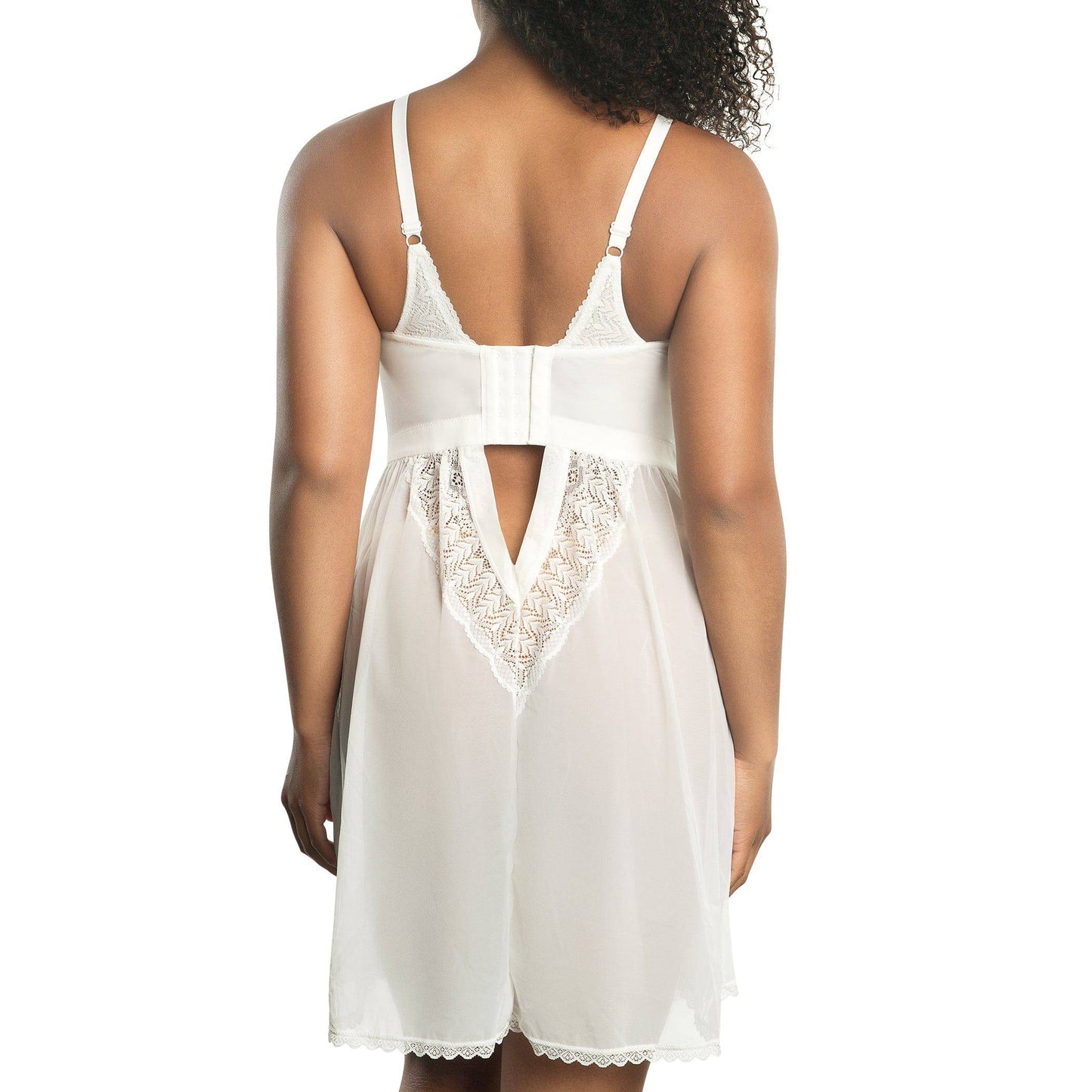 Mia Lace P5959 Women's Lingerie Wire-Free Chemise - Pearl White