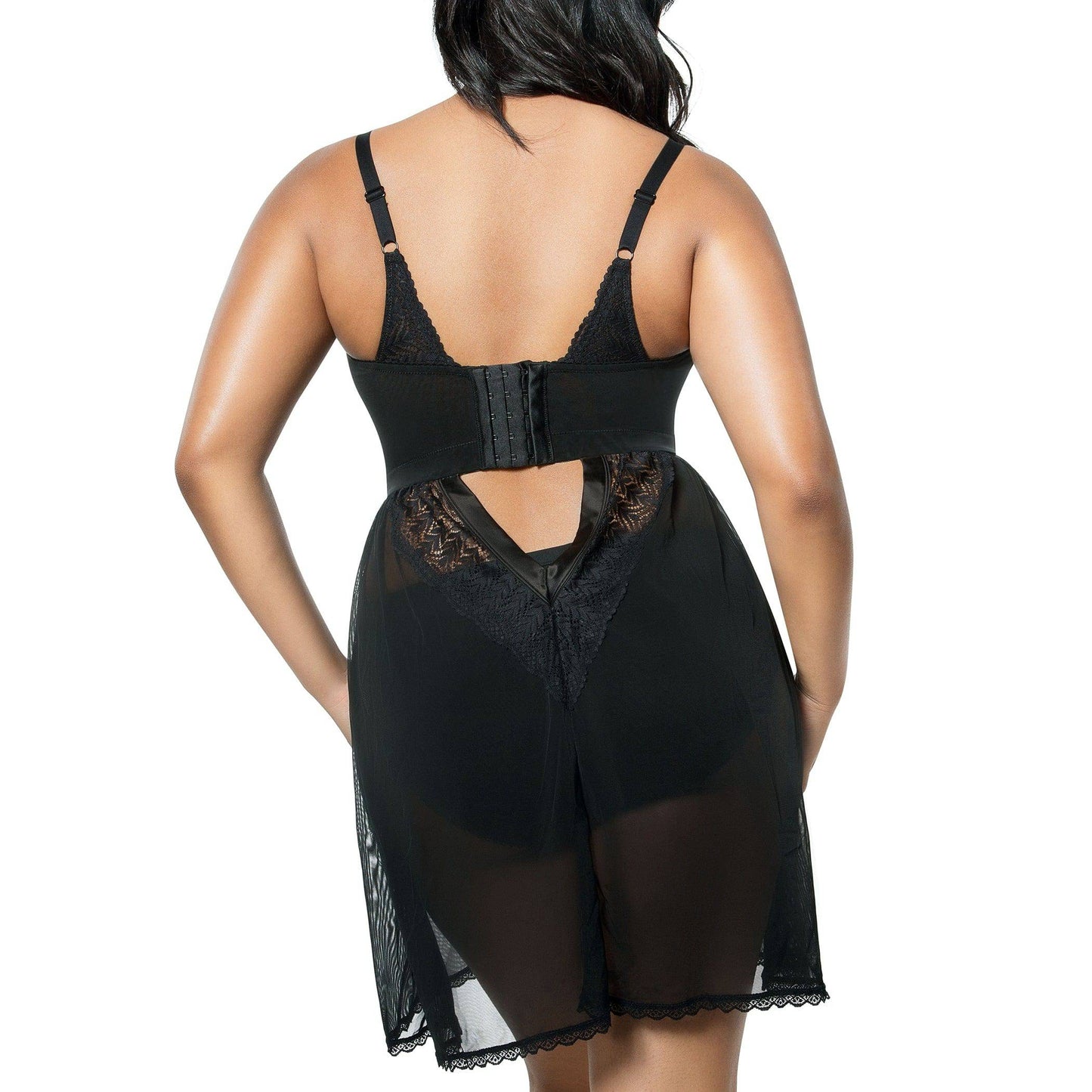Mia Lace P5959 Women's Lingerie Wire-Free Chemise - Black