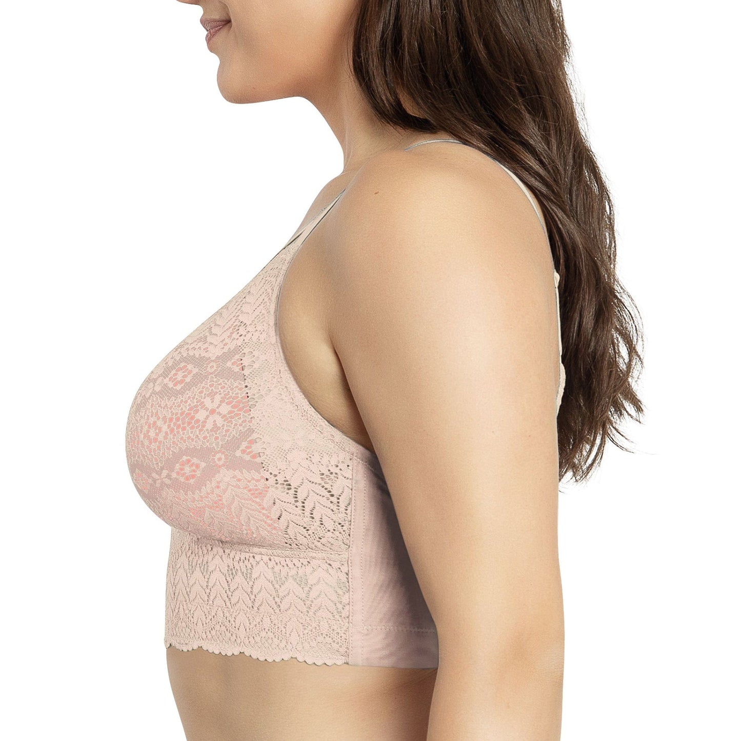 Mia Lace P5951 Women's Full Busted Lightly Padded Wire Free Bra - Bare