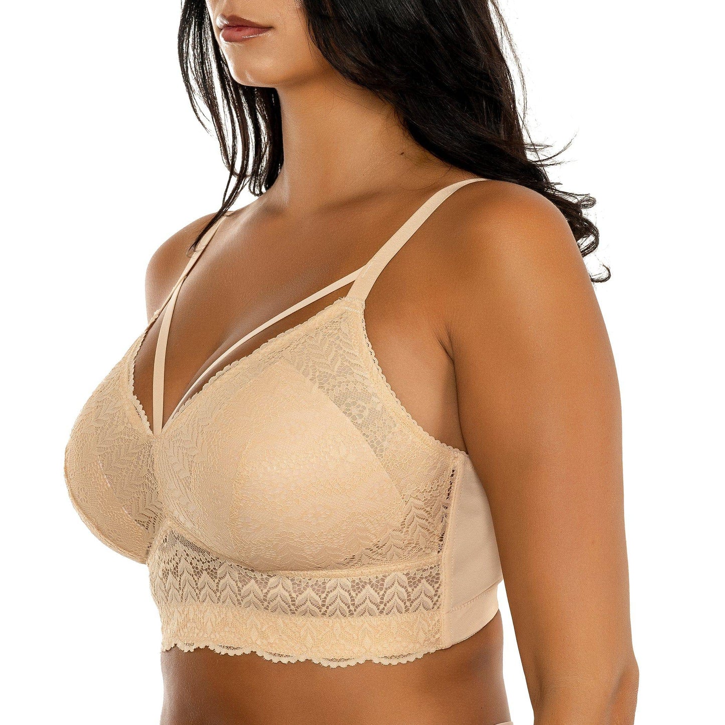 Mia Lace P5951 Women's Full Busted Lightly Padded Wire Free Bra - Bare