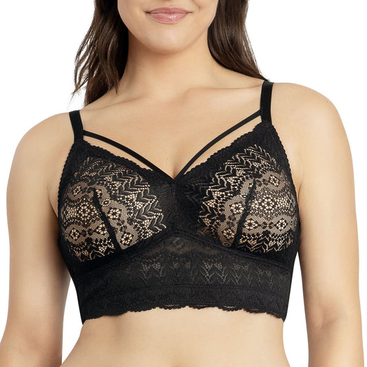 Mia Lace P5951 Women's Full Busted Lightly Padded Wire Free Bra - Black