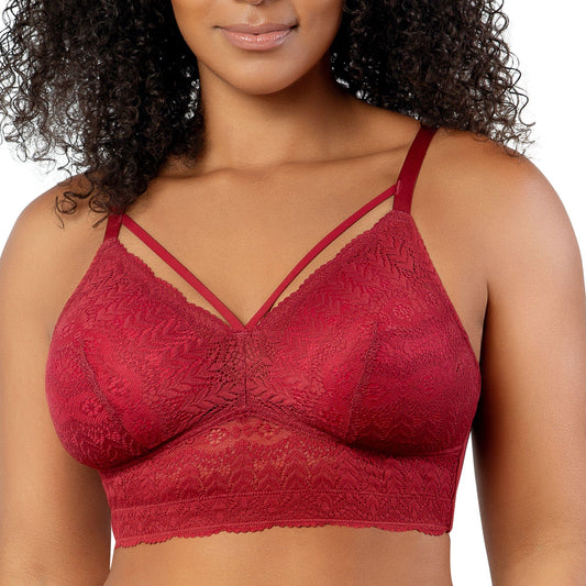 Mia Lace P5951 Women's Full Busted Lightly Padded Wire Free Bra - Rio Red