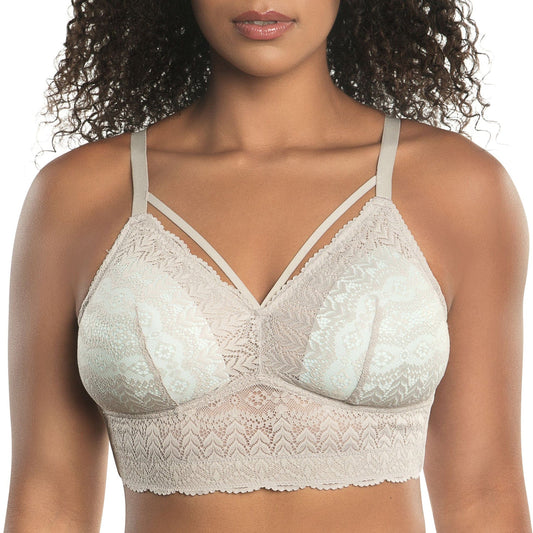 Mia Lace P5951 Women's Full Busted Lightly Padded Wire Free Bra - Sandstone