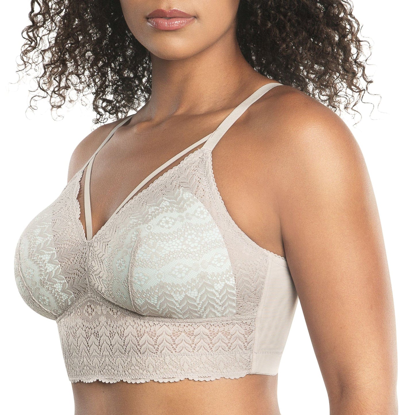 Mia Lace P5951 Women's Full Busted Lightly Padded Wire Free Bra - Sandstone