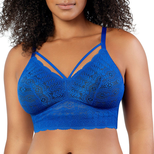 Mia Lace P5951 Women's Full Busted Lightly Padded Wire Free Bra - Sapphire