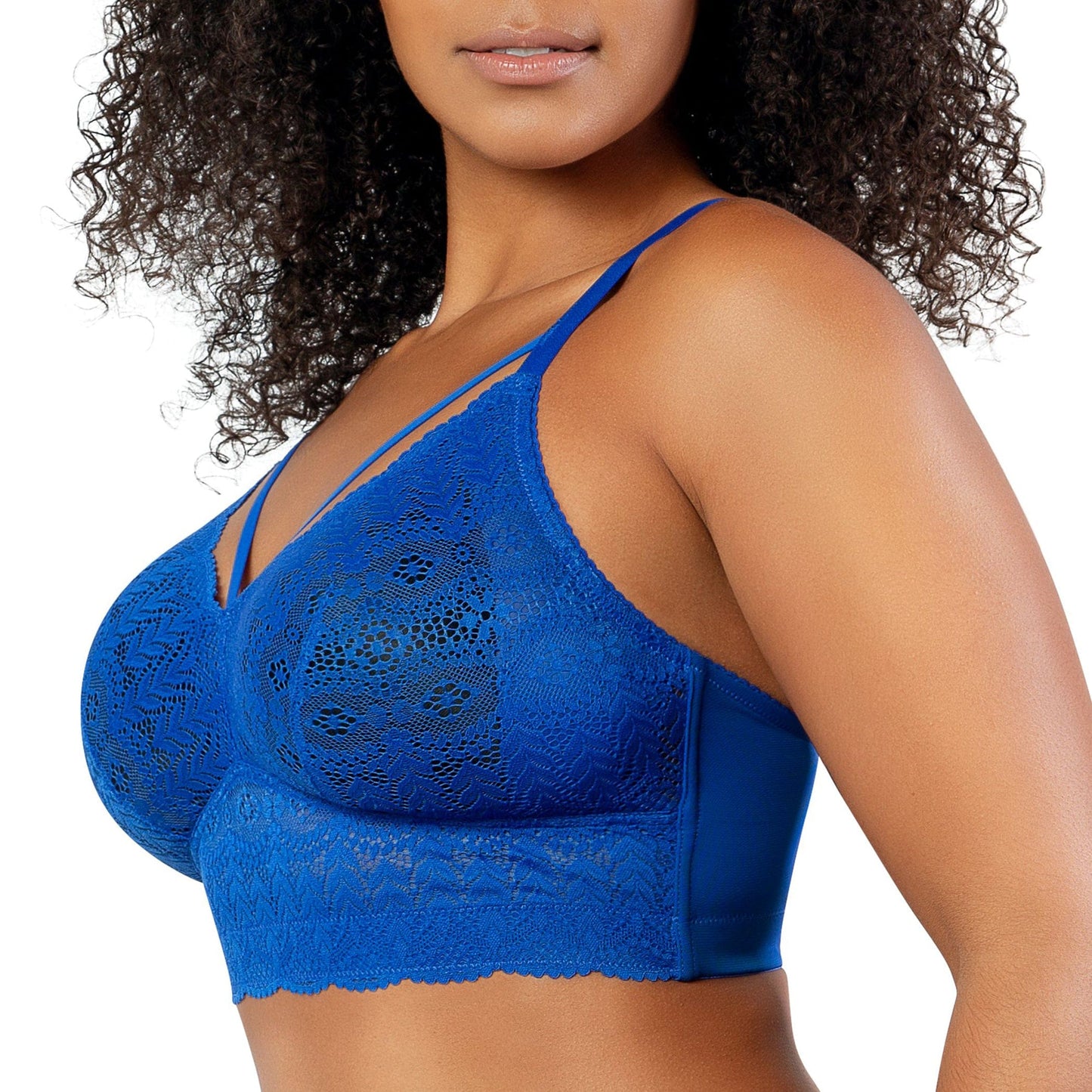 Mia Lace P5951 Women's Full Busted Lightly Padded Wire Free Bra - Sapphire