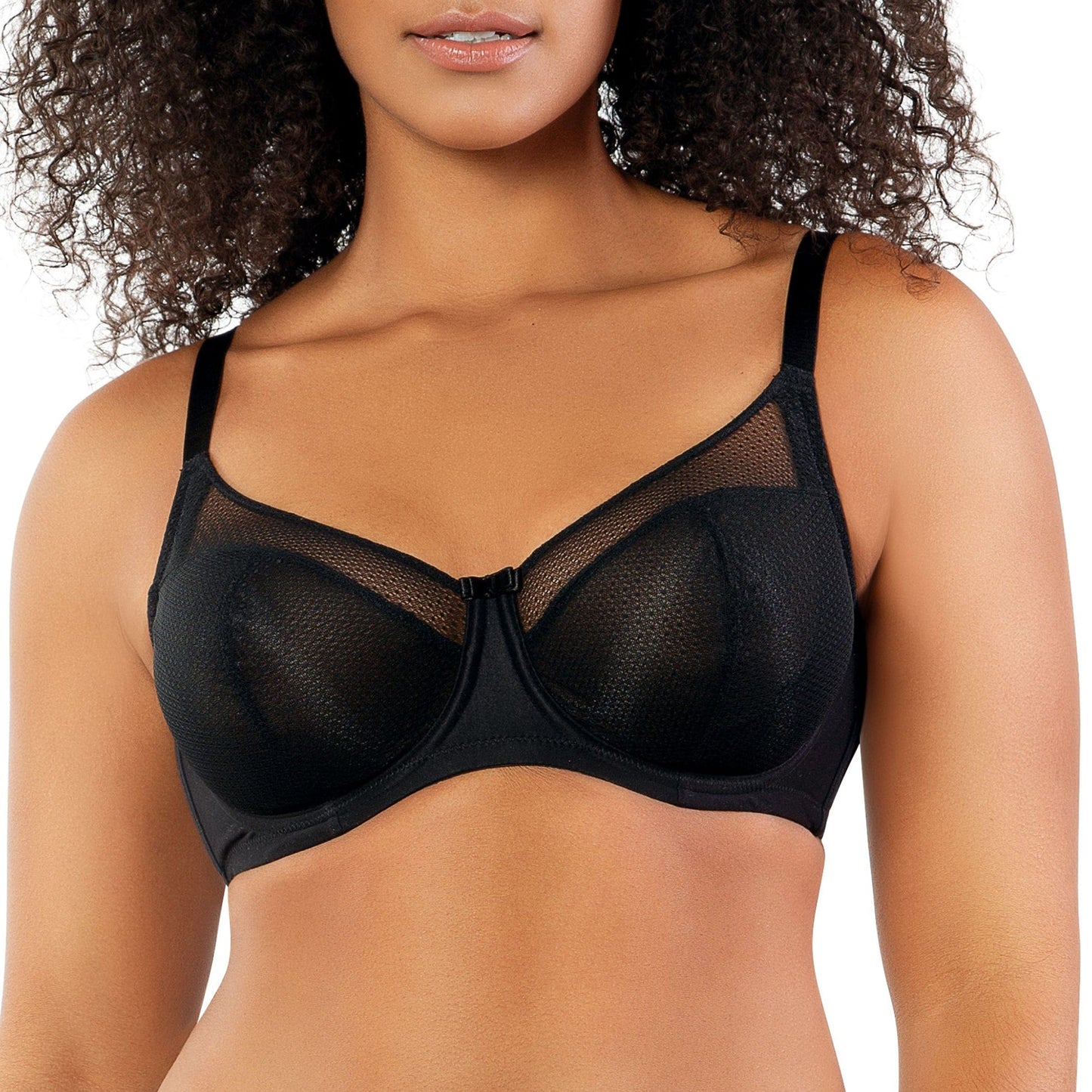 Paige A1672 Women's Lace Mesh Full Busted Wired Unlined Bra - Black