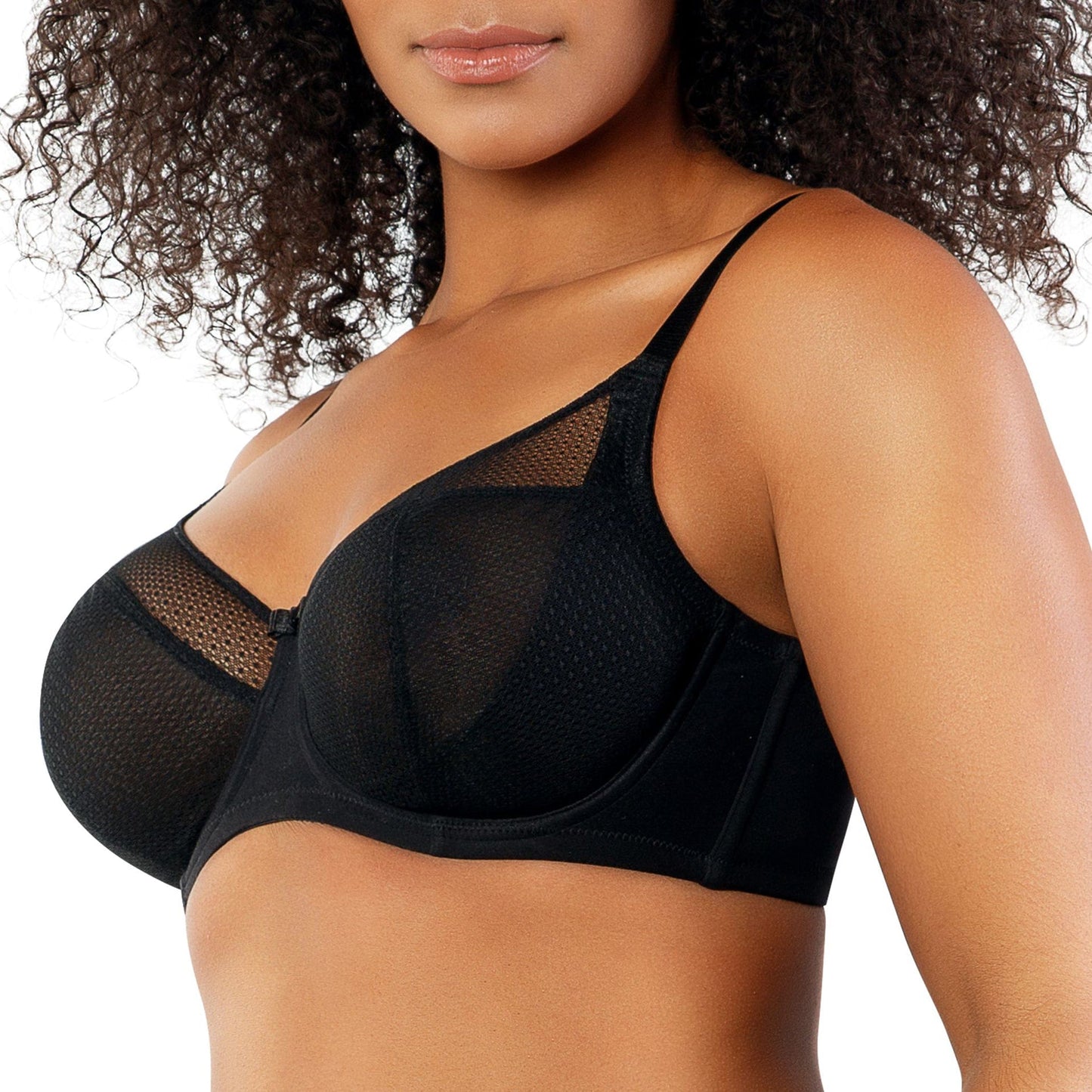 Paige A1672 Women's Lace Mesh Full Busted Wired Unlined Bra - Black