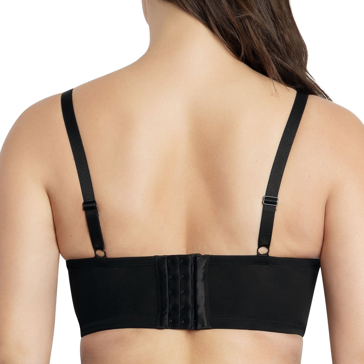 Pearl P6091 Women's Longline Plunge Full Busted Bra  - Black
