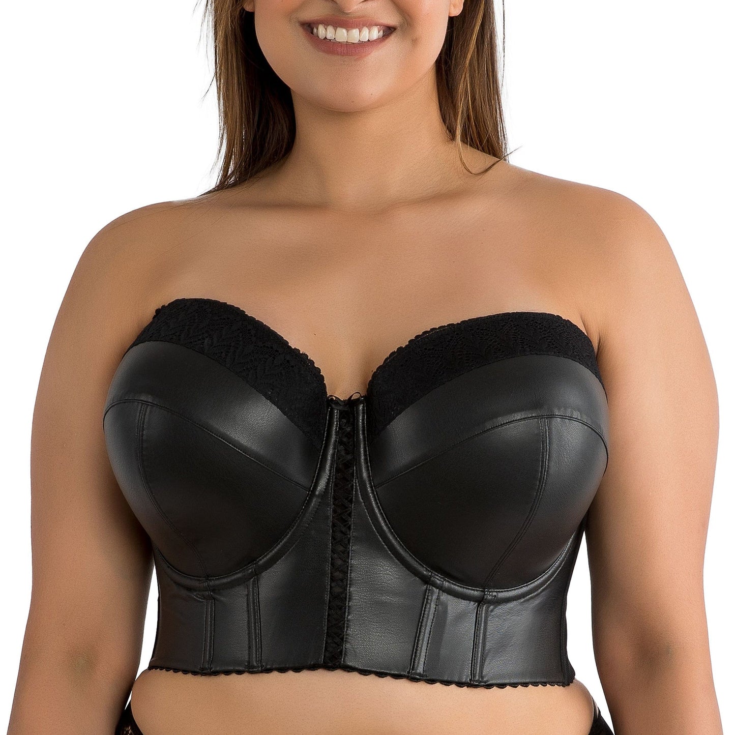 Stevie P50120 Women's Longline Strapless Bustier - Black