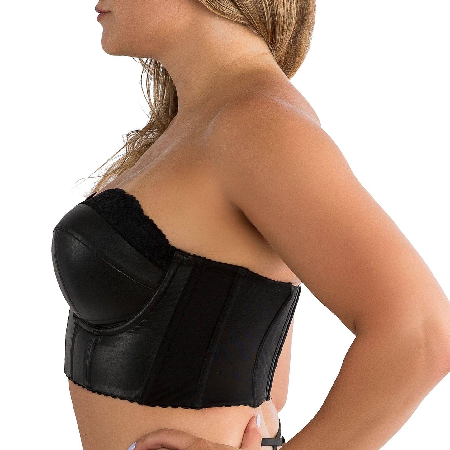 Stevie P50120 Women's Longline Strapless Bustier - Black