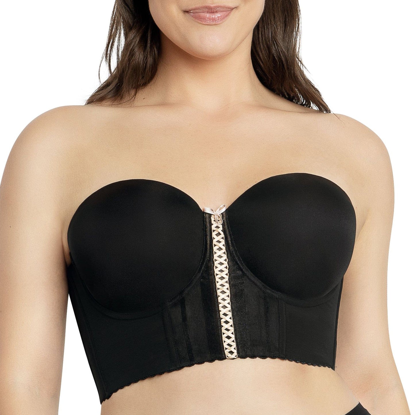 Shea P60671 Women's Full Bust and Full Figure Strapless Longline Bra - Black