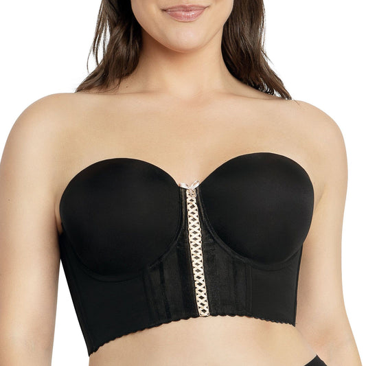 Shea P60671 Women's Full Bust and Full Figure Strapless Longline Bra - Black