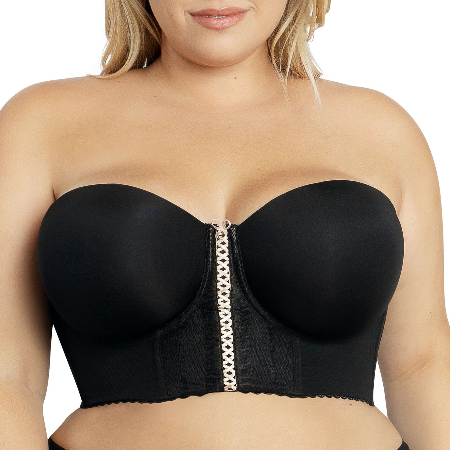 Shea P60671 Women's Full Bust and Full Figure Strapless Longline Bra - Black