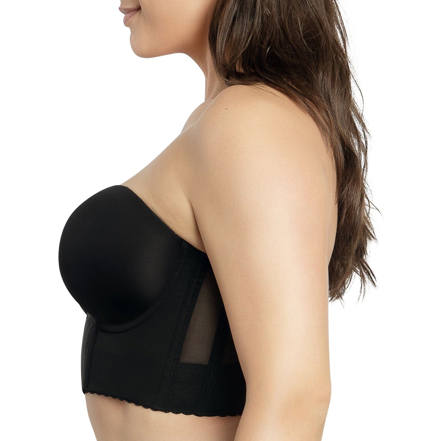 Shea P60671 Women's Full Bust and Full Figure Strapless Longline Bra - Black