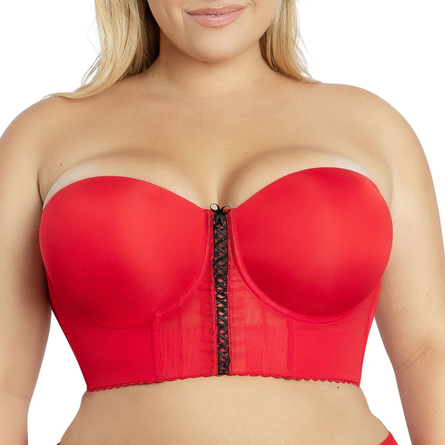 Shea P60671 Women's Full Bust and Full Figure Strapless Longline Bra - Racing Red