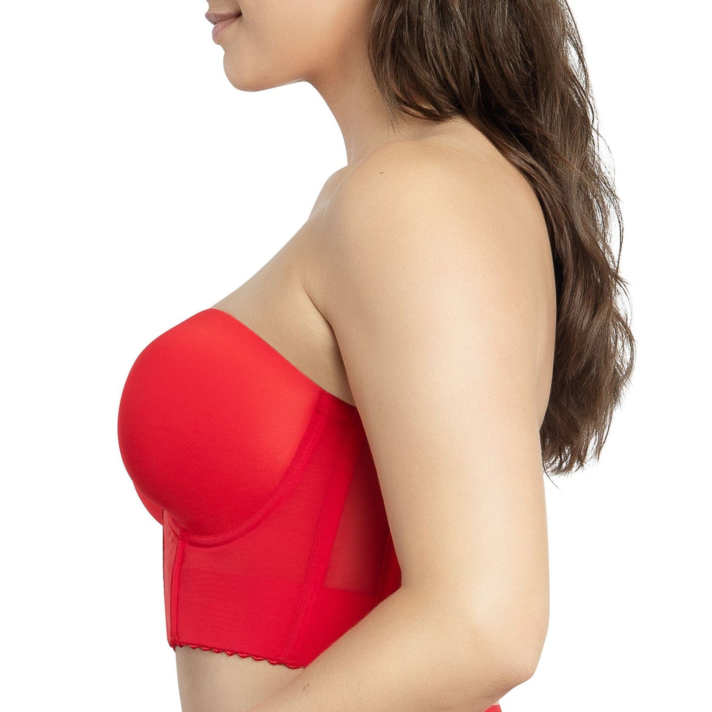 Shea P60671 Women's Full Bust and Full Figure Strapless Longline Bra - Racing Red