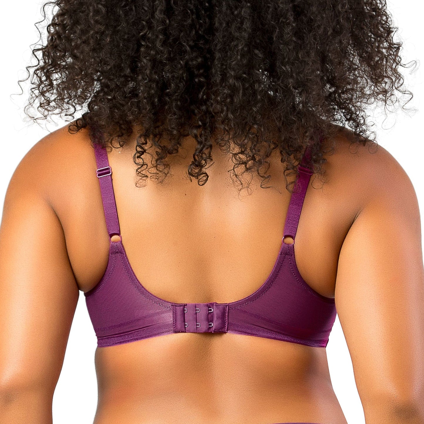 Shea P6062 Women's Full Bust Mesh Plunge Unlined Wired Bra - Blackberry