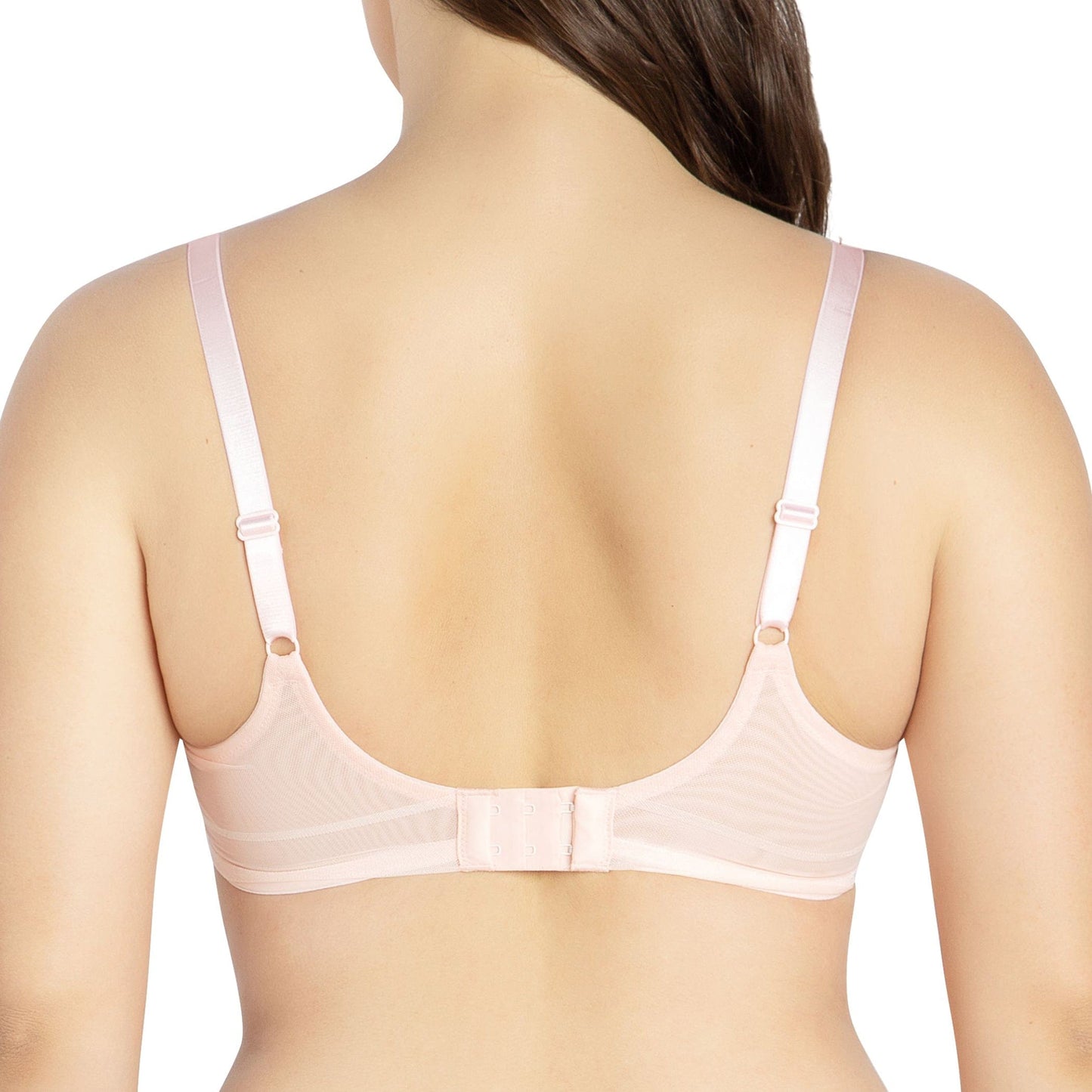 Shea P6062 Women's Full Bust Mesh Plunge Unlined Wired Bra - Petal Pink