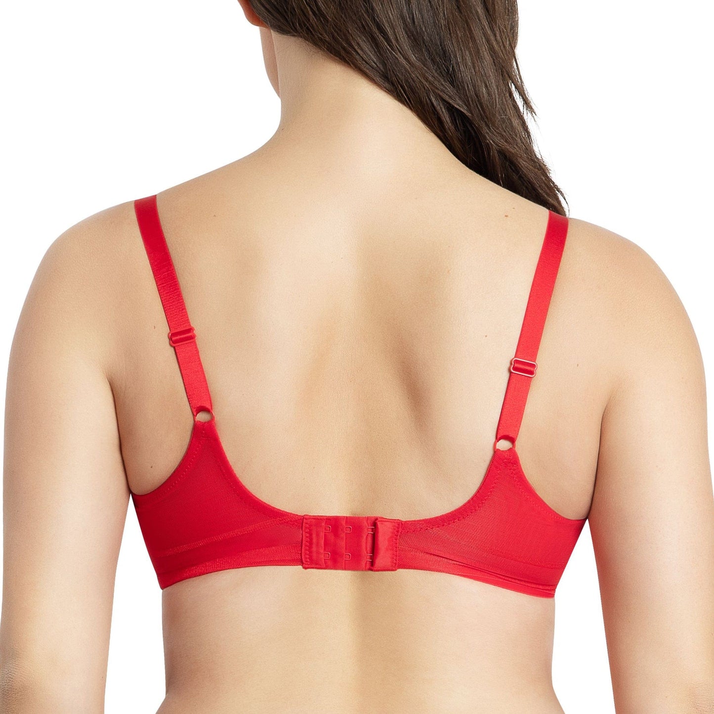 Shea P6062 Women's Full Bust Mesh Plunge Unlined Wired Bra - Racing Red