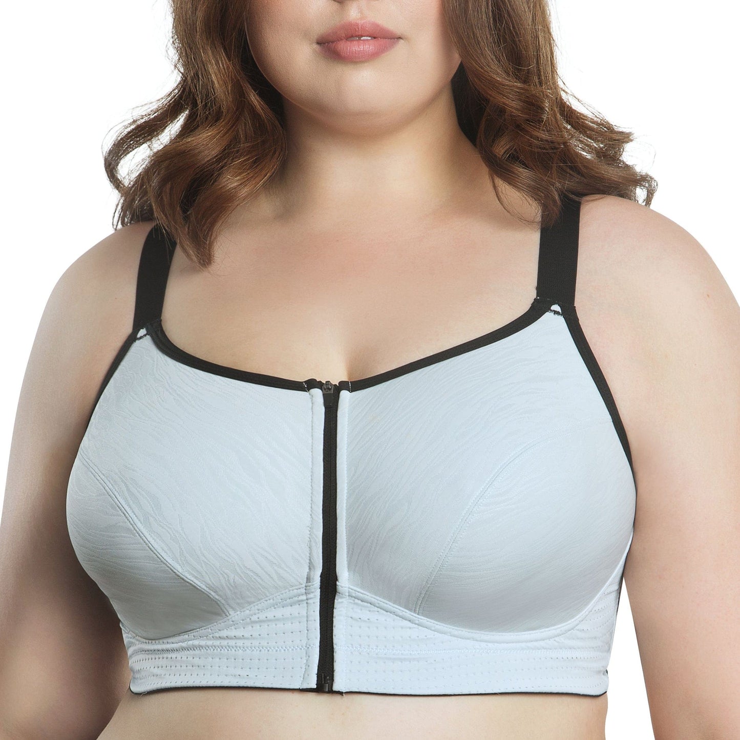 Wave P6052 Women's Wire-Free Front Closure Sports Bra - Silver