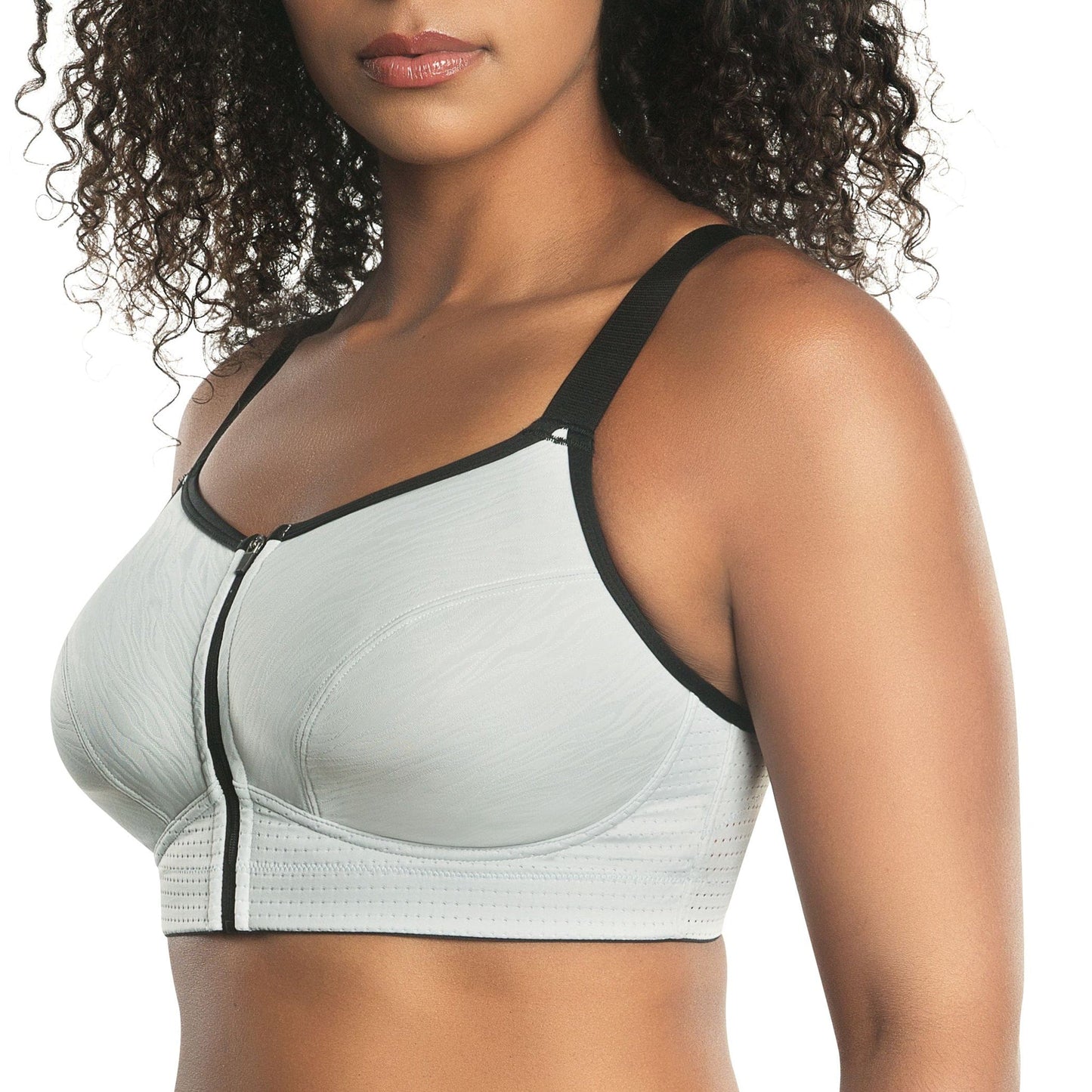 Wave P6052 Women's Wire-Free Front Closure Sports Bra - Silver