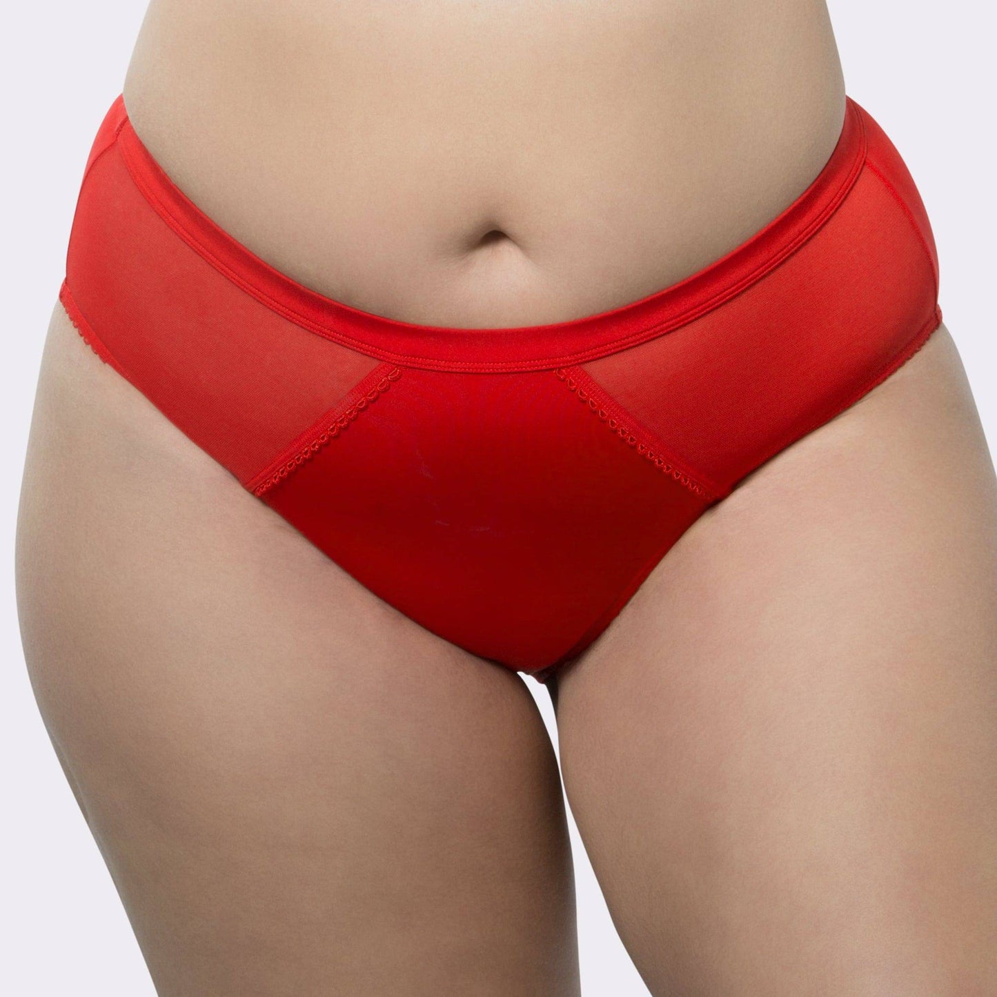 Micro Dressy PP306 French Cut High Waisted Sexy Sheer Panties (2 Pack)  - Racing Red