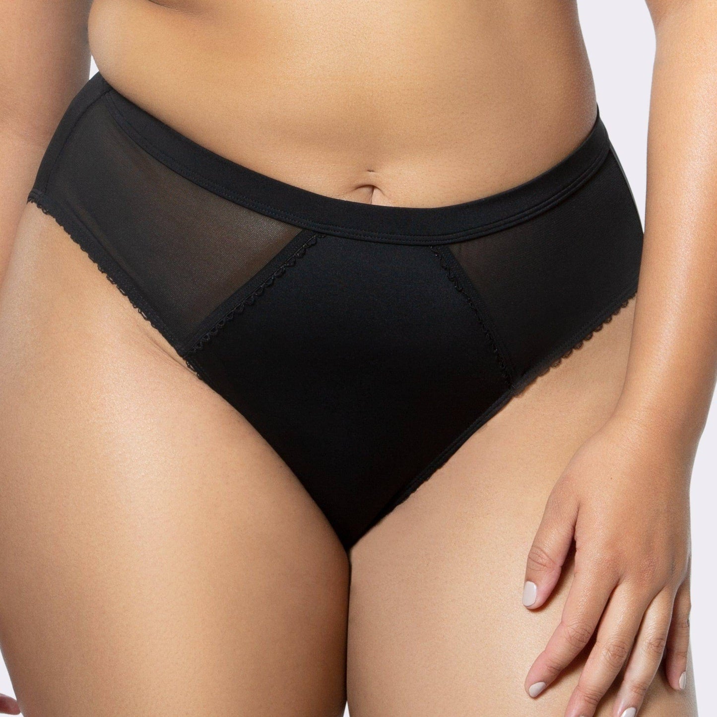 Micro Dressy PP306 French Cut High Waisted Sexy Sheer Panties (2 Pack)  - Black
