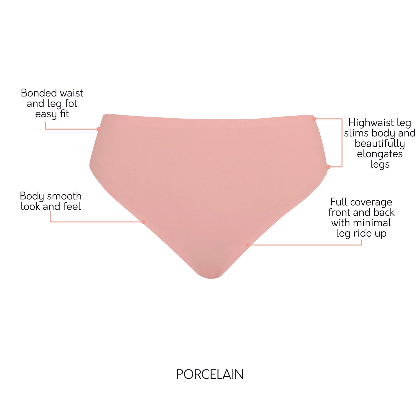 Bonded French Cut PP5031 Body Smoothing  Panties with No Visible Panty Lines  - Porcelain