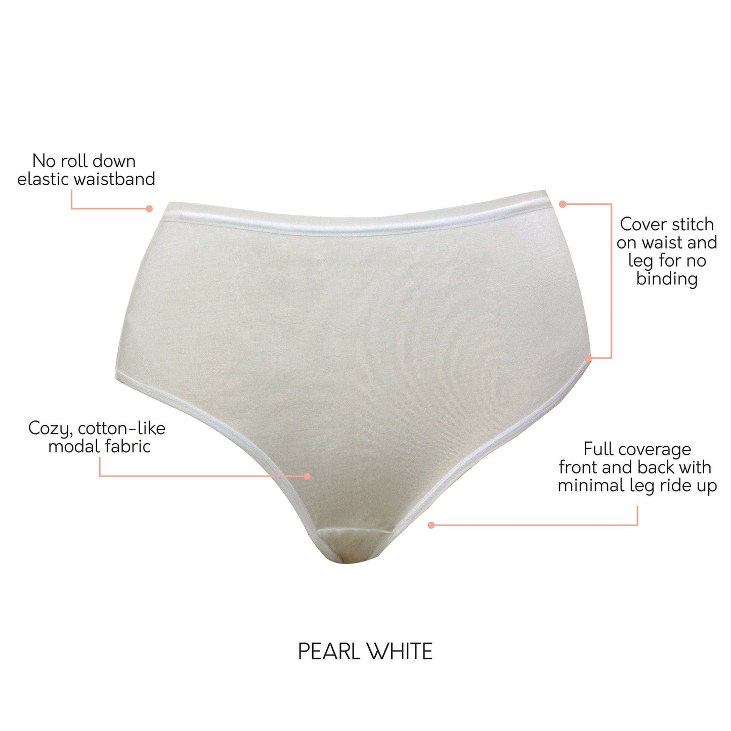 Cozy Brief PP5032 Cotton Like Fabric Full Coverage  - Pearl White
